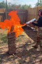 Shocking moment Texas election candidate Valentina Gomez BURNS Quran with a flamethrower as she vows to ‘end Islam’