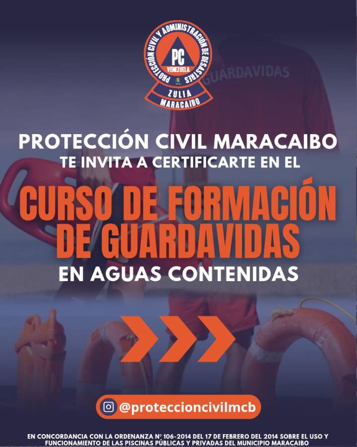 Protección Civil Maracaibo te invita a certificarte en el curso de formación de guardavidas en aguas contenidas