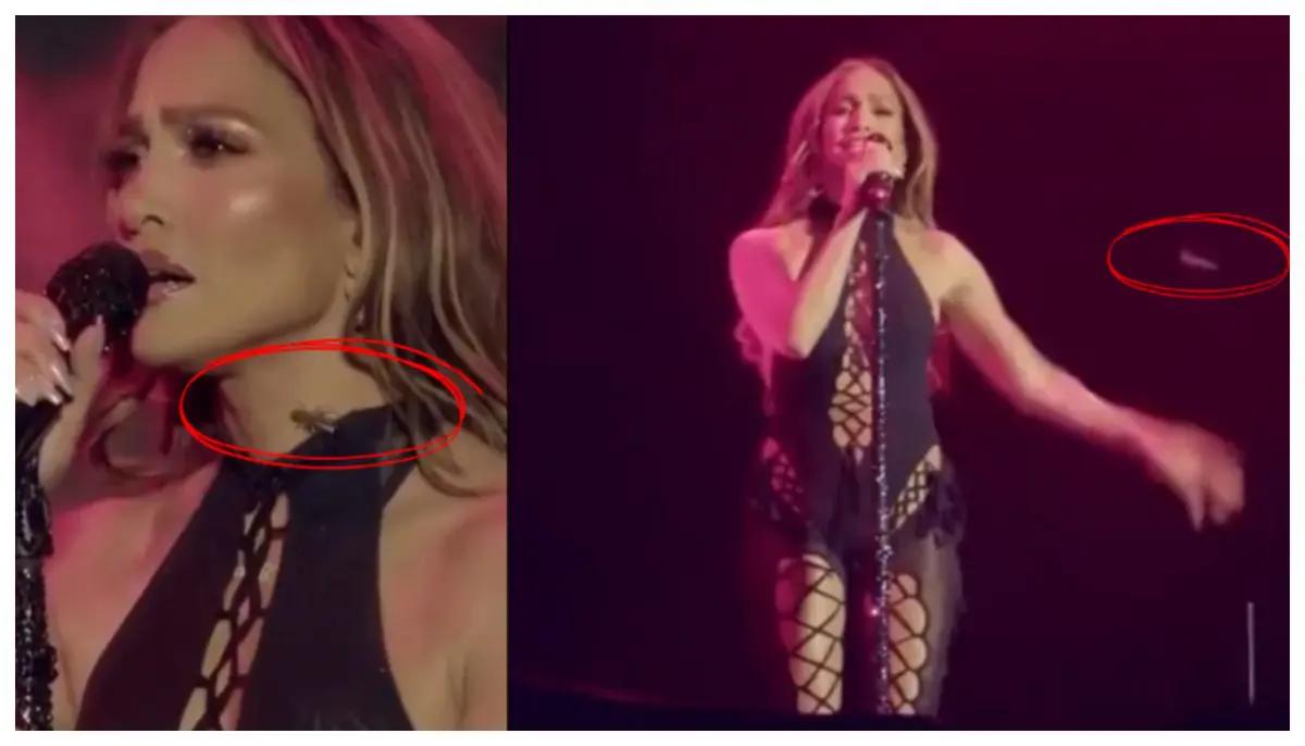 Jennifer López cantaba inspirada y que se le sube un insecto al cuello, así reaccionó (VIDEO)