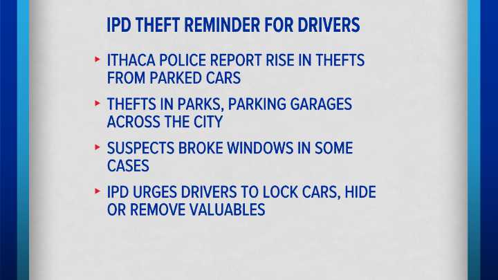 Ithaca Police Warn of Rise in Car Break