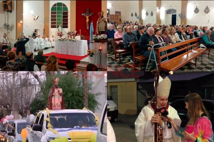 Se realizó la caravana por las calles de Paraná y la Santa Misa por San Agustín