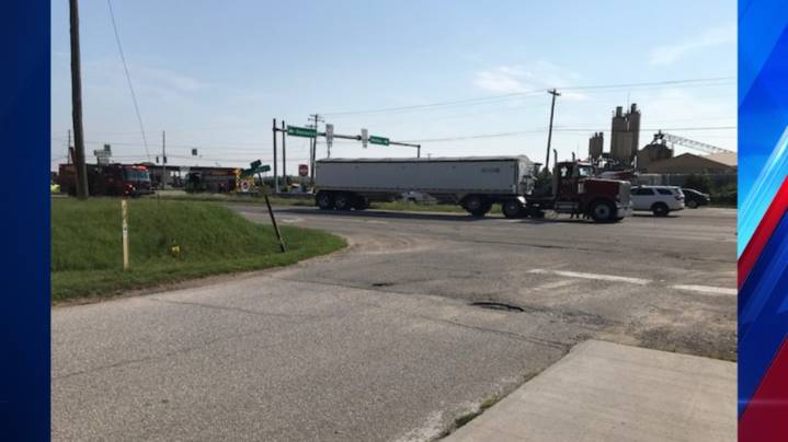 Pickup truck driver hurt following crash with semi