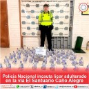 Policía Nacional incauta licor adulterado en la vía El Santuario