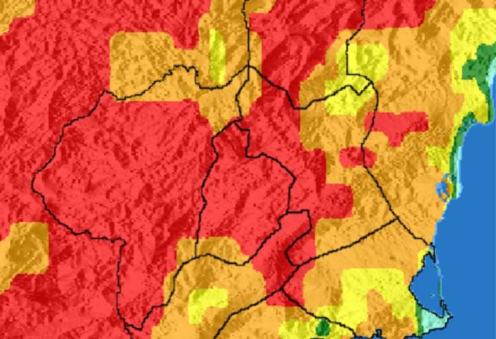El Altiplano, la Cuenca de Mula y el Noroeste registran hoy riesgo extremo de incendio forestal