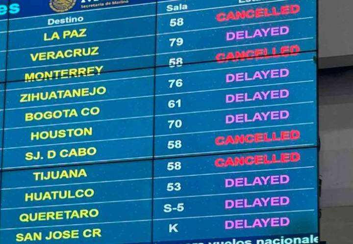 Fuertes lluvias en CDMX afectan vuelos en el Aeropuerto de Cancún