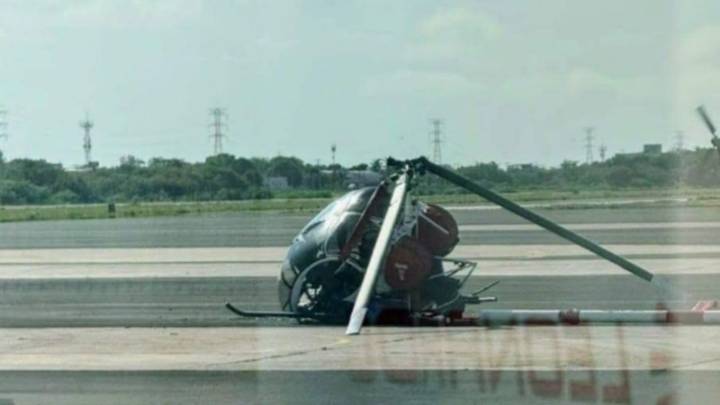 Helicóptero se estrella en el aeropuerto de Ciudad del Carmen en Campeche
