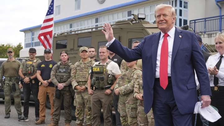 Trump touts crime crackdown, pledges cleaner D.C. during visit with officers