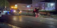 Car flipped, power lines down after crash