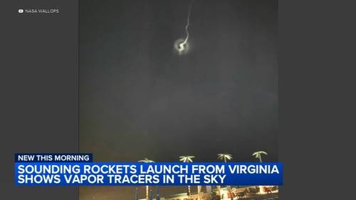 Sounding rockets launch from Virginia shows vapor tracers in New Jersey sky