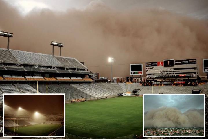 Arizona State's football stadium swallowed by dust storm in wild video