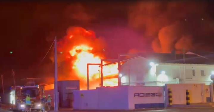 El incendio en una nave de químicos obliga a confinar el barrio rural de La Cartuja de madrugada
