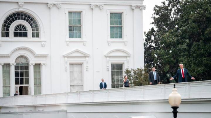 Up on the roof, Trump surveys the home he’s making his own