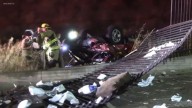 1 killed after car flies off 91 Freeway in Compton, lands upside down