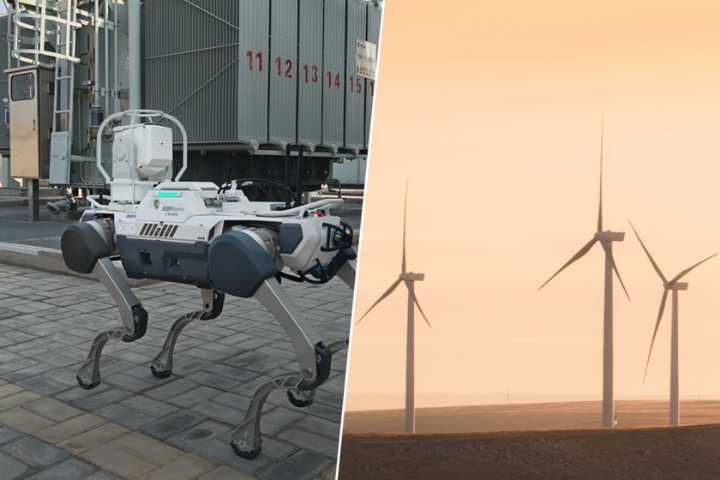 Perros robot patrullan turbinas en el desierto: el primer parque eólico autónomo de China ya es realidad