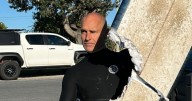 Horrifying moment 13ft great white shark pounces on surfer and slices board in half