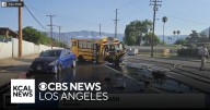 School bus catches fire after crash in San Bernardino County