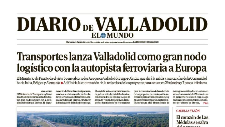 Portada de Diario de Valladolid del 12 de agosto de 2025