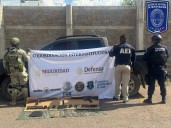 Asegura Célula BOI pick Up robada, armas y municiones en carretera Balleza