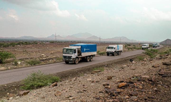 Trucks carrying UN food aid to Sudan's famine-hit Darfur region destroyed by drone attack