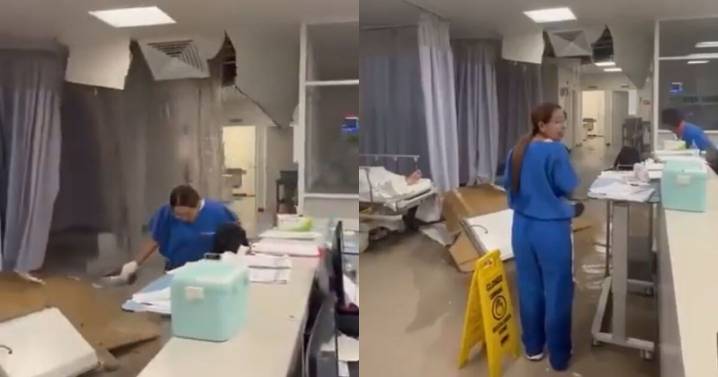 Se desploma techo en hospital de Ixtapaluca, Edomex; impactante video muestra a paciente en riesgo