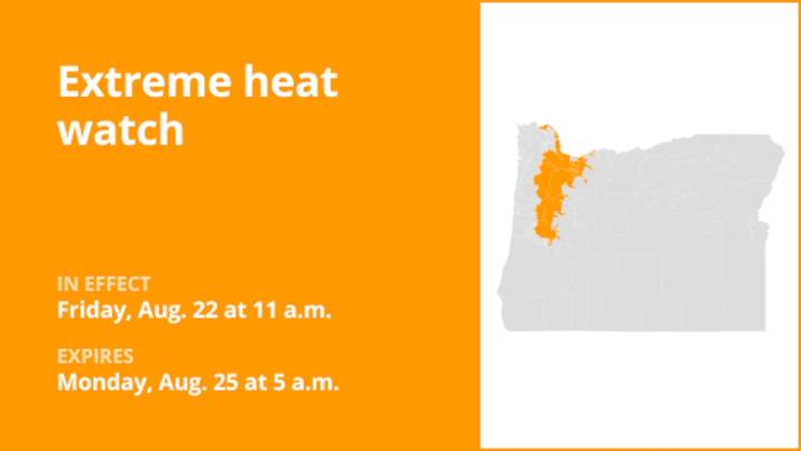 Extreme heat watch affecting Oregon from Friday to Monday
