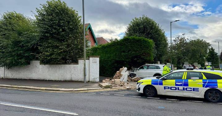Kilmarnock road closed after white Volkswagen smashes into garden wall