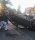 AUTOMOVILISTA EN ESTADO DE EBRIEDAD VOLCÓ EN SAN FRANCISCO TLALCILALCALPAN