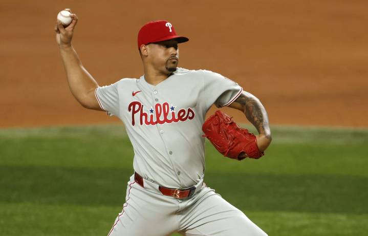 Phillies closer Jhoan Durán carted off field after being hit in ankle with line drive
