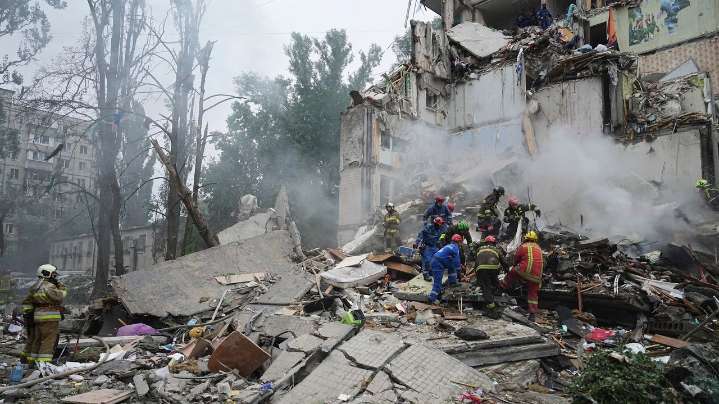 Russian missile and drone attack on Kyiv kills at least 13 people and injures more than 130