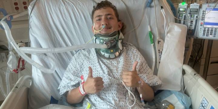“I heard a voice in the back of my head, it said ‘now’s not your time.’” Young mechanic survives traumatic neck injury