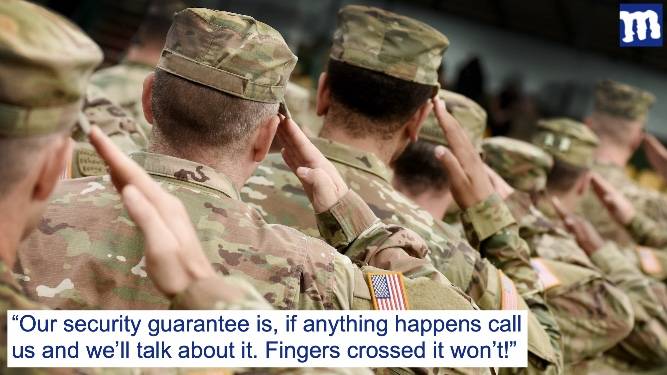 US to protect Ukraine, possibly, a bit, sort of, probably not though