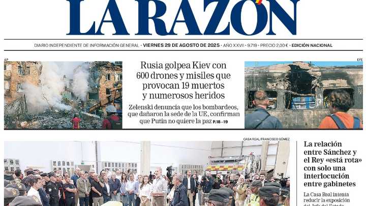 Portada de LA RAZÓN del viernes 29 de agosto de 2025