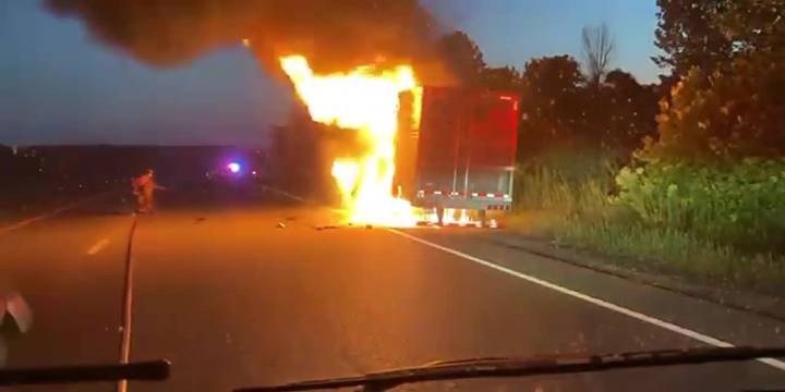 WATCH: 40,000 pounds of steaks burn on side of Missouri highway