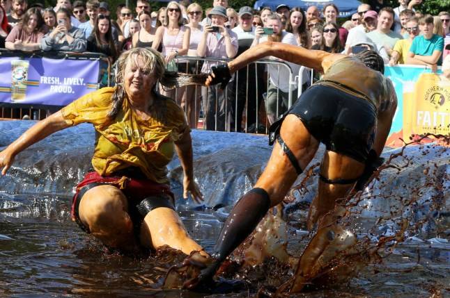 Wrestlers lay a saucy smackdown at the World Gravy Wrestling Championships