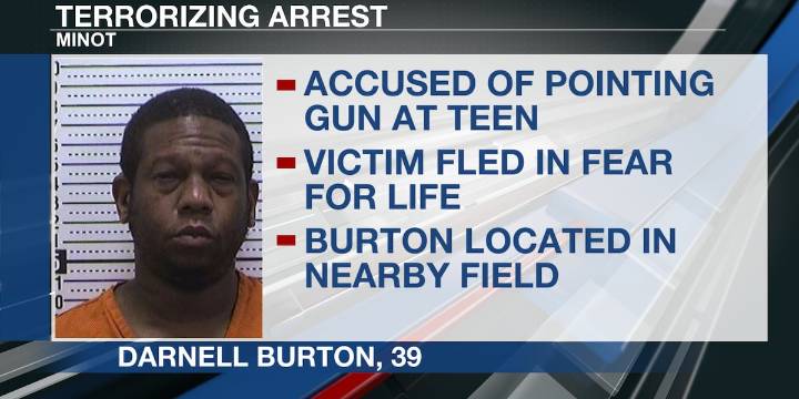 Minot man arrested for pointing gun at teen