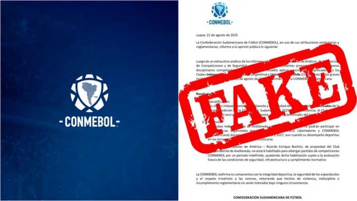 Es falso el comunicado que circula en redes sobre sanciones de Conmebol a Independiente y la U de Chile