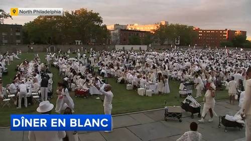 Thousands dressed in white attire to celebrate the 13th annual Dîner en Blanc at Girard College in North Philadelphia