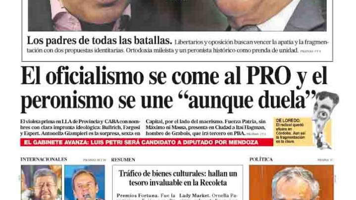 La tapa del Diario PERFIL del domingo 17 de agosto de 2025