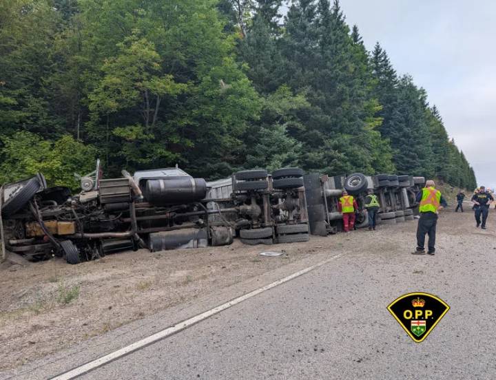 Tractor trailer rollover on highway 62