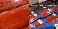 Causa indignación venta de salmón con supuestos parásitos en tienda mayorista