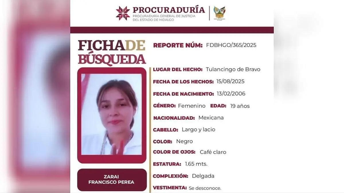 Tulancingo: Buscan a Zarai, joven de 19 años