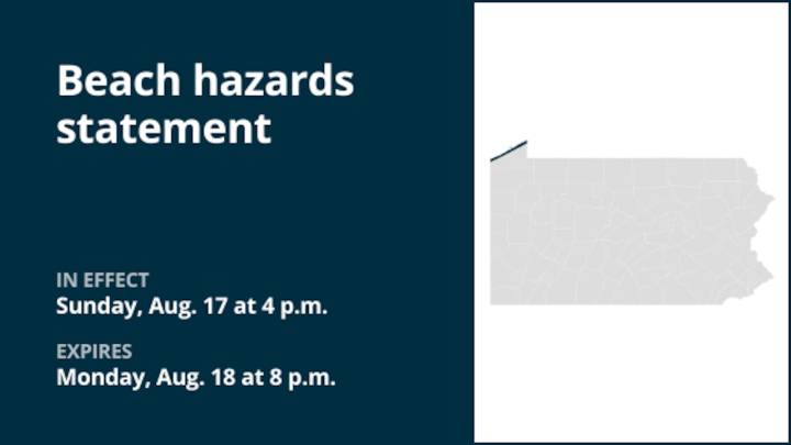 Beach hazards statement in place for Northern Erie until Monday evening