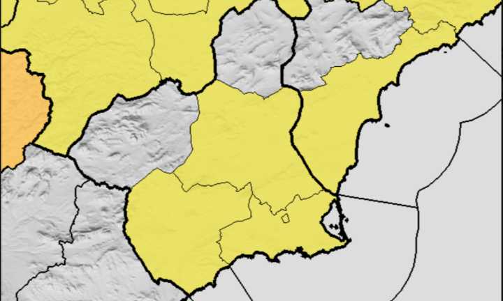 Aviso amarillo por altas temperaturas este viernes en varias comarcas de la Región de Murcia