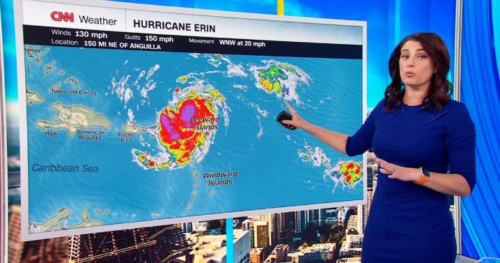 Hurricane Erin rapidly intensifies into a Category 4. The storm is forecast to at least double or triple in size