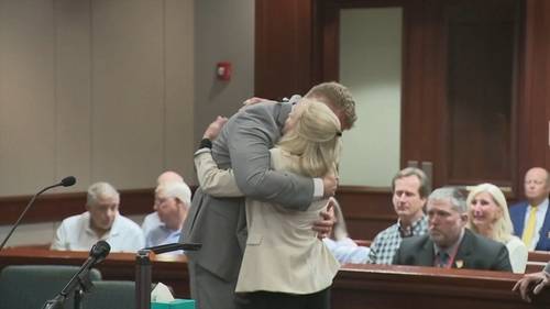 Widow forgives, hugs man convicted of killing husband in hit