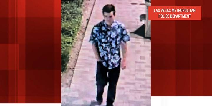 Las Vegas police seek man they say damaged business’s doors