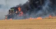 Combine catches fire outside Great Falls, flames quickly spread