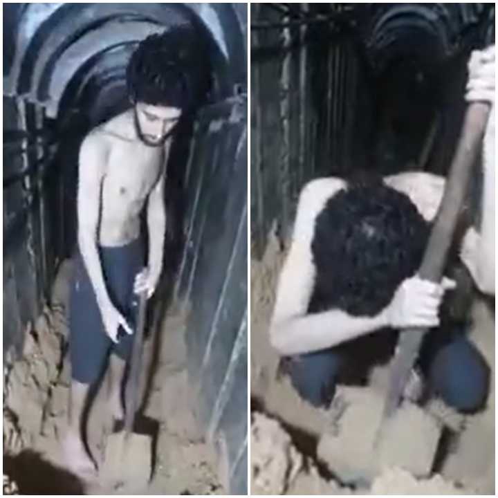 El dramático video de un rehén israelí al que Hamás hace cavar su propia tumba