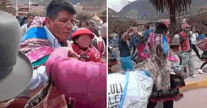 Cusco: comuneros indignados visten y pasean con polleras a alcalde por incumplir promesas