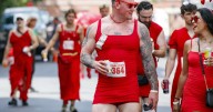 Red Dress run cuts crimson trail